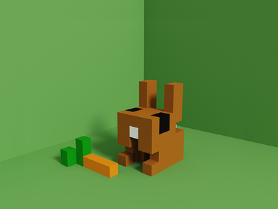 Rabbit Voxel art - Freebie 3d 3dart animal art cube design designer green illustration magicavoxel minimal nature pixel rabbit render ui voxel