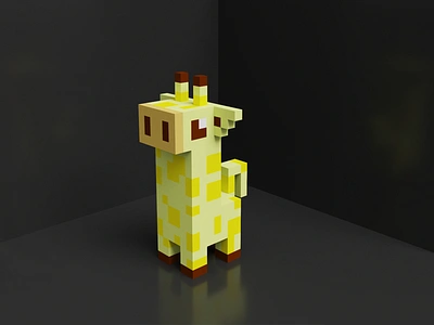 Giraffe Voxel art - Freebie 3d 3dart animal art design giraffe illustration long magicavoxel minimal render ui vector voxel