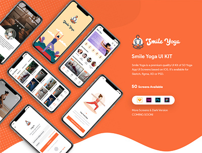 Smile Yoga UI Kit app app design app ui design designer fitness health ios11 mobile product screen ui ui design ui kit ui ux ux wireframe wireframe kit yoga yoga app