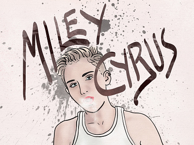 Miley Cyrus fan art illustration lettering miley cyrus smoking