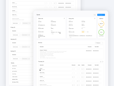 Fullscreen modal admin panel dashboard design invoicing modal quote ui web app