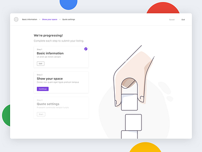 Add a venue wizard · Summary step design form illustration multi step progress ui ux web app wizard