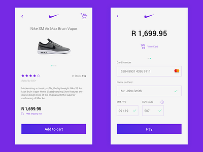 Nike Store - App Checkout checkout design fitness nike shoes shopping ui ux