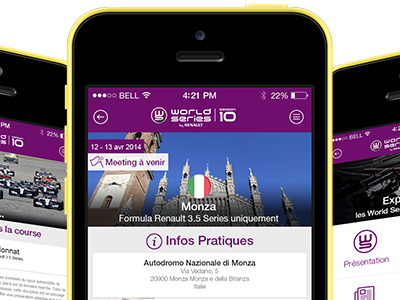 World Series by Renault mobile sport ui design