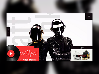 Daft Punk Web Concept clean daft design landing layout minimal mondrianism music punk ui web website
