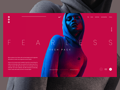 Nike Tech 02 art direction bright clean colorful fashion girl landing layout minimal sport ui web