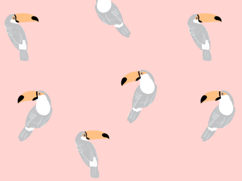 Toucan Yardage 50s 60s bird conversational minimal pattern quirky toucan tropical