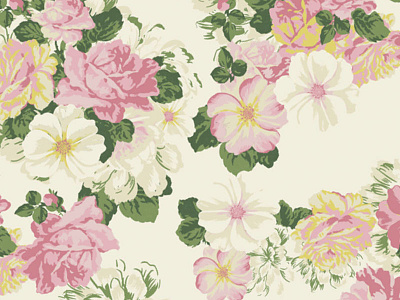 Vintage Floral Yardage floral flower pattern pink repeat rose traditional yardage