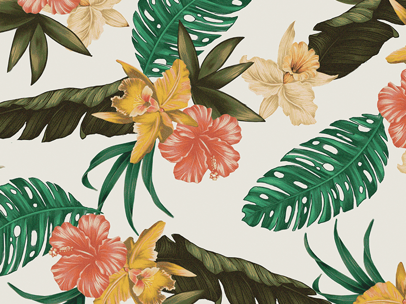 Cocoloco Yardage floral flower hawaiian hibiscus leaf palm pattern tropical
