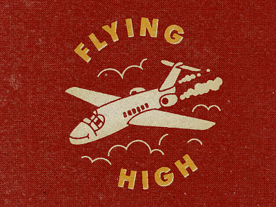 FLYING HIGH 60s 70s airplane fly logo retro screen print stoner texture weed