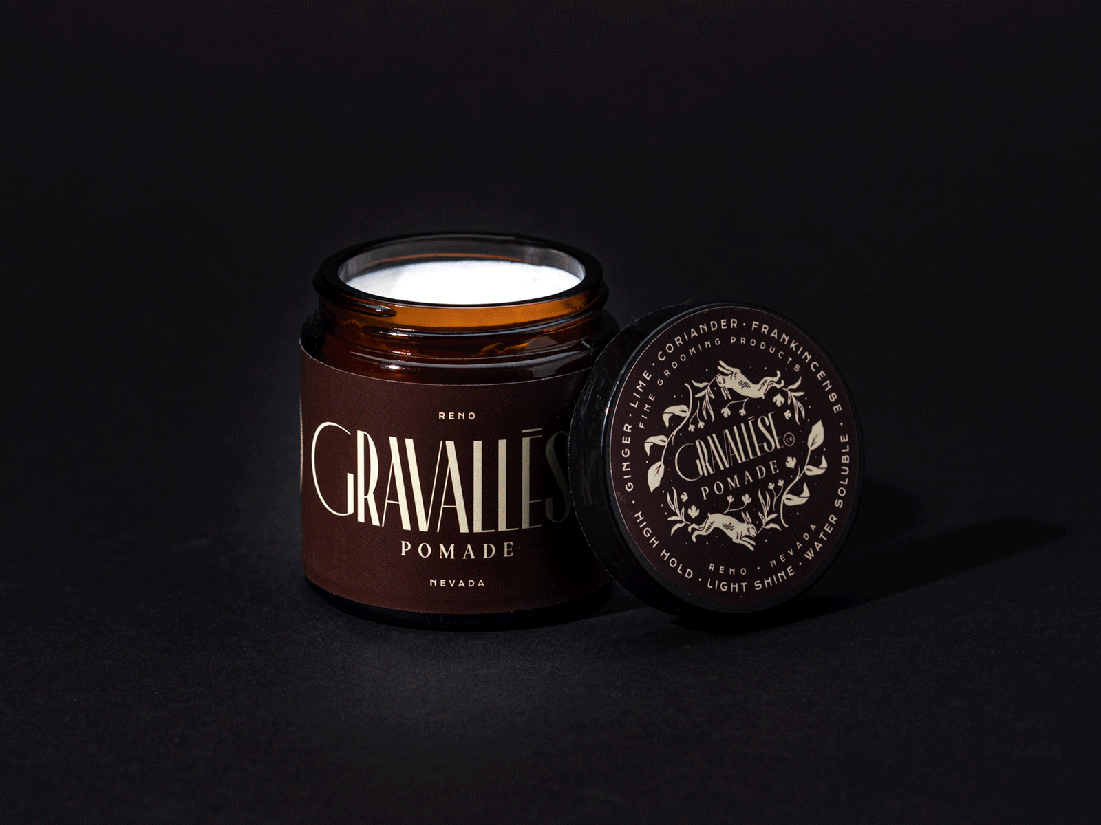 Gravallese Co. Packaging animation branding design gif graphic design grooming products illustration jar label design logo logotype nevada packaging photography pomade product line reno
