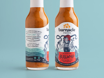 Barnacle Foods bottle branding custom type hot sauce illustration package design packaging typography