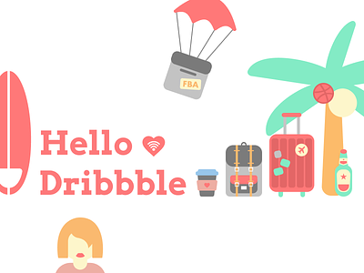 Hello Dribbble! icons illustrations travel