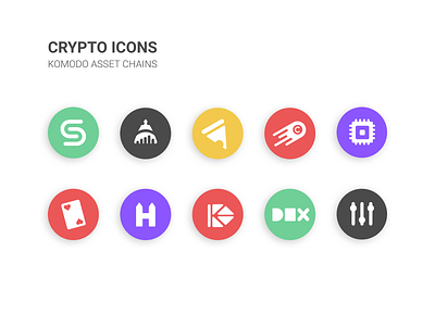 Crypto Icons - Komodo blockchain crypto icons illustrations ui