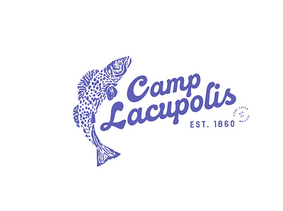 Camp Lacupolis branding camp camping family fish fishing illustration