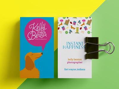 Business card design for a small business brand branding bright colors design dog illustration logo photography roller skate small business brand