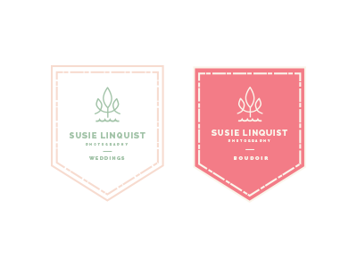 Line Art Plant Badges With Full Logo badges branding line art logo plant simple