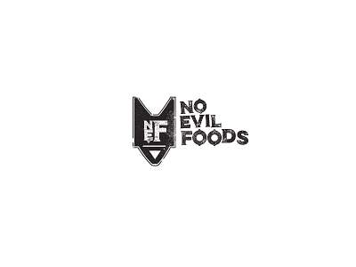 No Evil Foods Butcher Ticket Logo brand butcher custom grunge logo meats ticket typography vegan