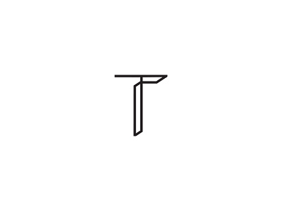 Simplified 3D T 3d architectural branding icon line art logo luxury service mark t
