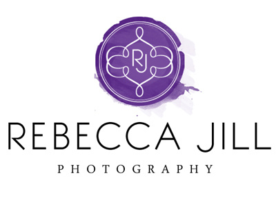 Rebecca Jill Photography Logo brand identity lavender photography brand photography logo purple swash swirl watercolor logo