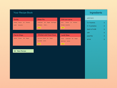 Recipe Book design interface ui usability ux