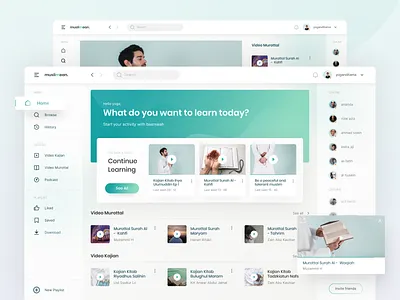 Muslimean - Islamic Learning Dashboard branding clean dashboad gradient islamic learning ui ui design uiux video web