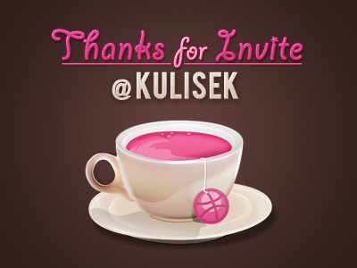 Dribbble coffee thanks thanks coffee cup dribbble docik photoshop vector illustration