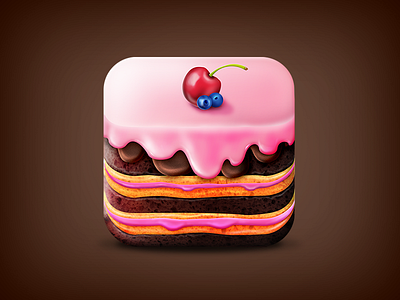 Launching portfolio site cake chery chocolate food icon launch pink portfolio sweet