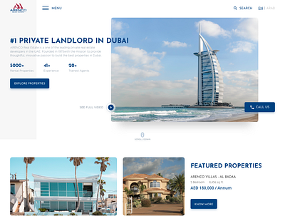 Arenco Homepage animation branding design landlord property search realestate ui vector web website