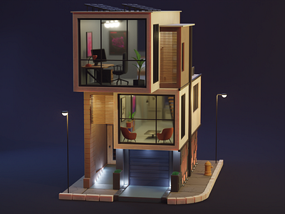 Render - Contemporary House 3d art advertisement asset blender c4d concept art rendering