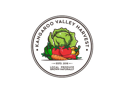 Badge Logo Kangoroo Valley Harvest badge classic design farm food harvest kangaroo logo natur tomato vegetable vintage