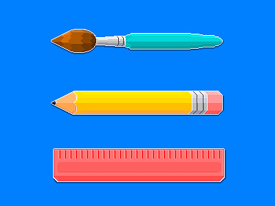 Pixel Stationery brush craft draw icon measure paint pencil pixel ruler stationery tools