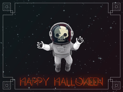 Happy Halloween after effects animation astronaut gif halloween skull space stars