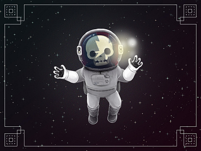 Stranded astronaut character dead galaxy milky neonmob skull space stars universe way yay