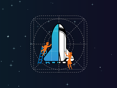 Construction construction development icon planning rocket space travel vector