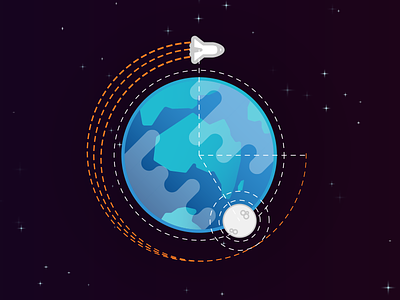 Orbit course earth icon moon orbit rocket space trajectory travel vector