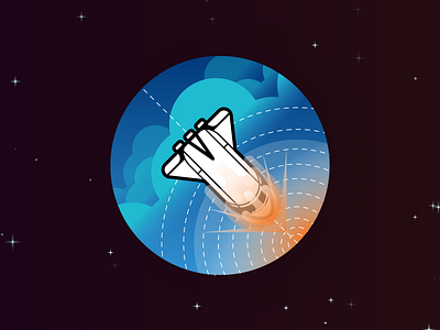 Re-Entry crash decending icon landing reentry rocket space travel vector