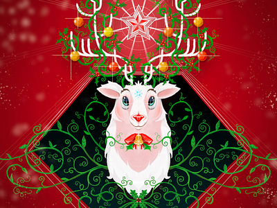White & Dark Christmas character design christmas. reindeer cover art festive illustration merry christmas music playlist red nose rudolph seasons greetings xmas