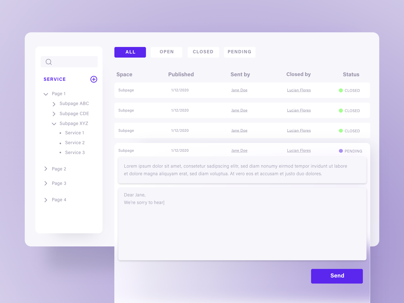 Feedback management as the admin by Paulina Niewiadomska on Dribbble