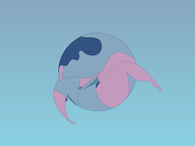 in a bubble blue design girl illustration minimal vector