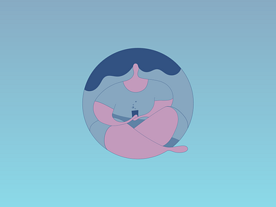 in a bubble 3 blue design geometric girl illustration minimal vector