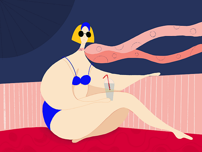 hot bikini blonde girl illustration minimal pink procreate art procreateapp