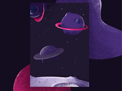 outer space colors drawing illustration planets procreateapp space ufo violet