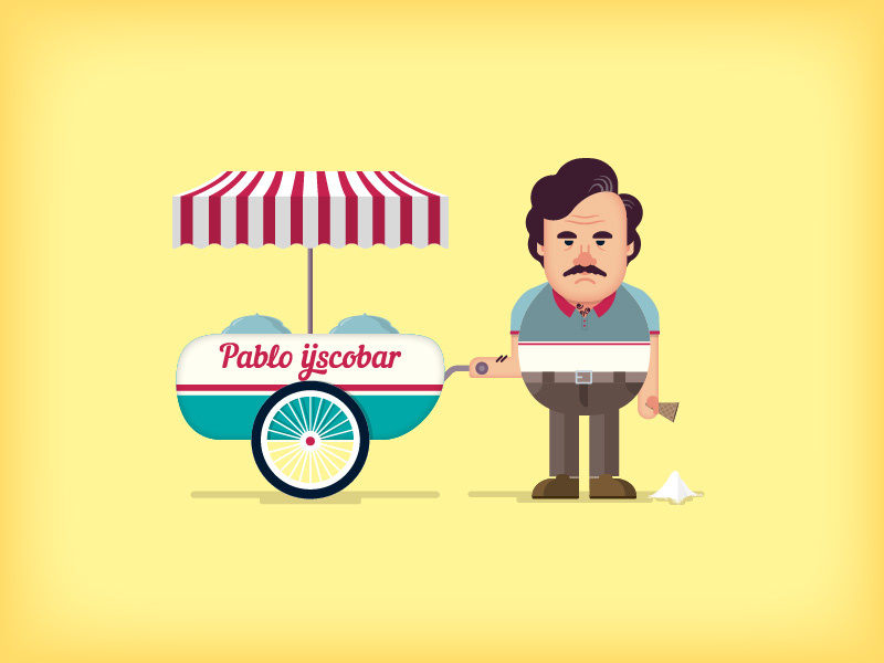 Pablo Escobar netflix narcos flat colombia bandito drugs cartoon illustration
