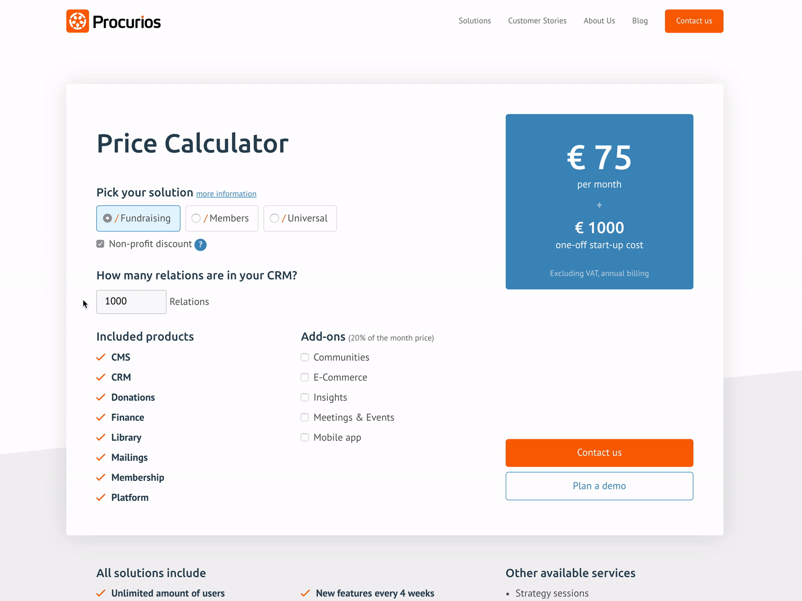 Price Calculator all in one calculator crm diagonal interaction procurios website