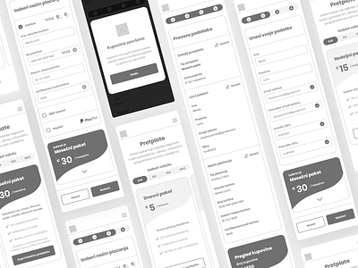 IPTV checkout mobile wireframes