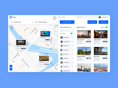 Tripper travel platform desktop screen design