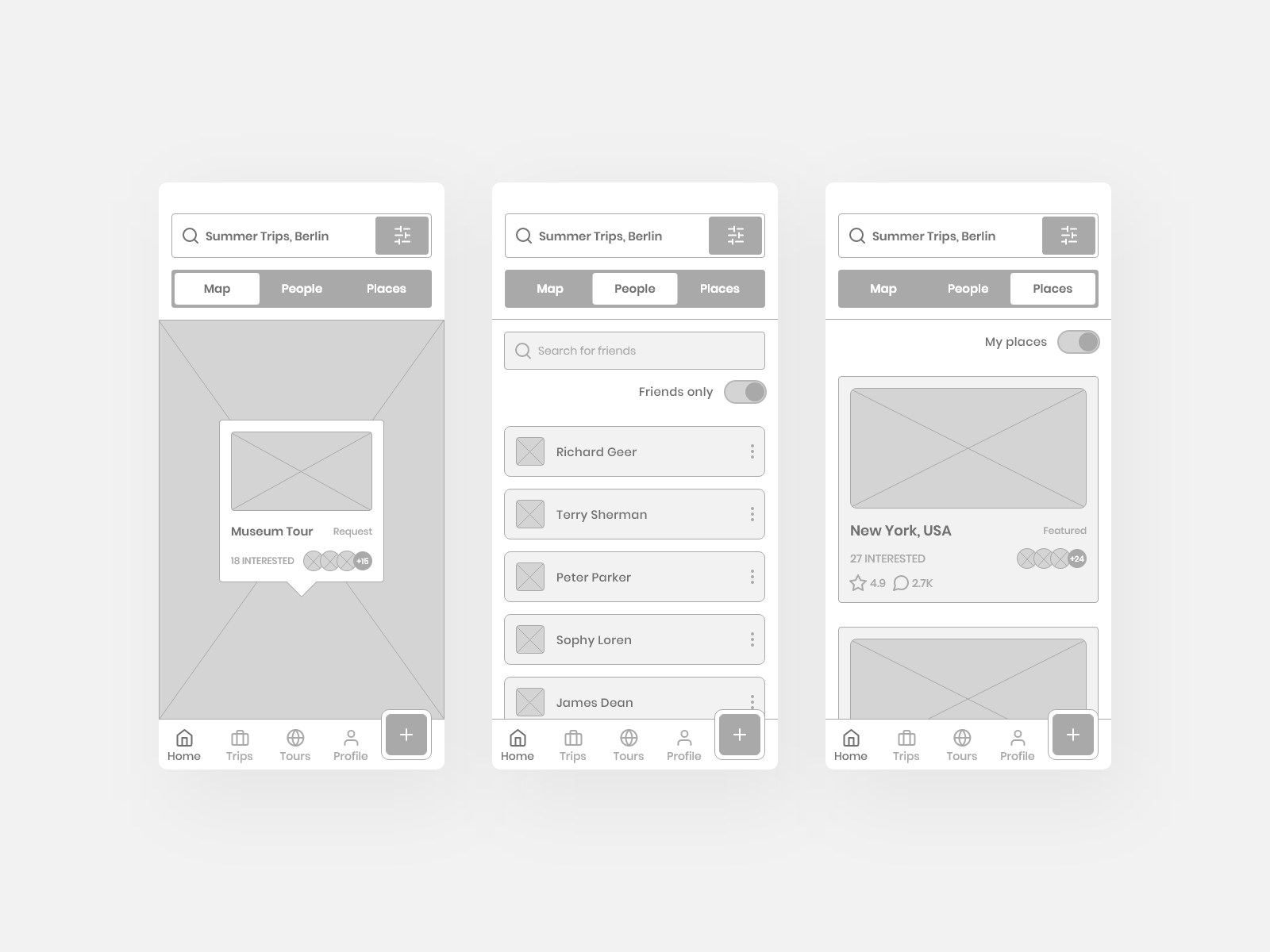 Tripper travel platform mobile screens wireframes by Nikola Lucic on ...