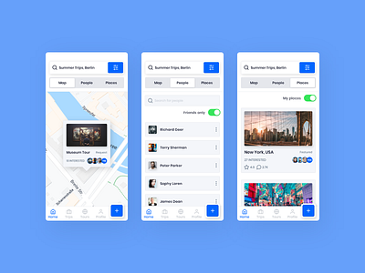 Tripper travel platform mobile screens design