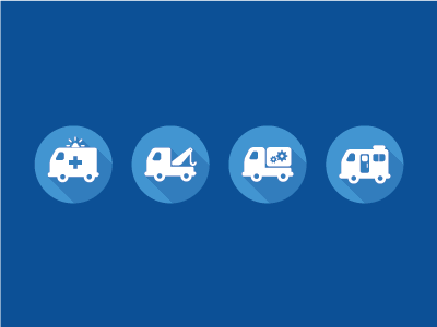 Service Vehicle Flat Icons ambulance car crane flat design icons rv service truck